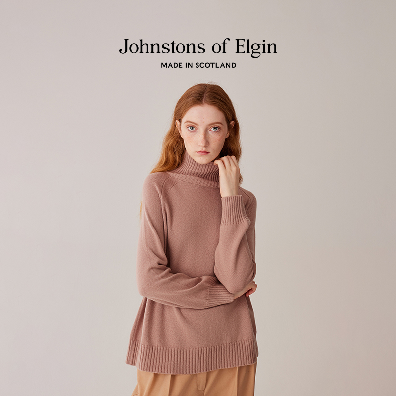 【限时8折】Johnstons of Elgin女士半高领厚织羊绒衫针织毛衣