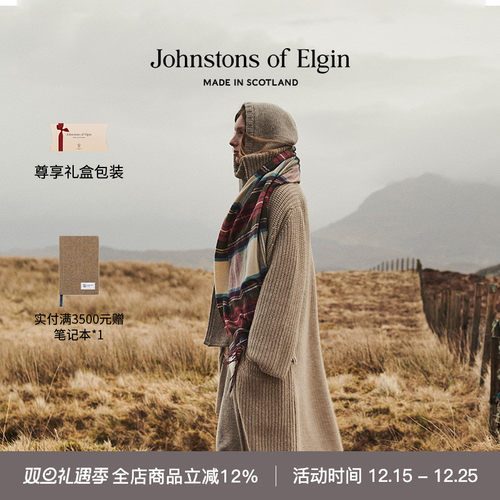 JohnstonsofElgin格纹羊绒披肩