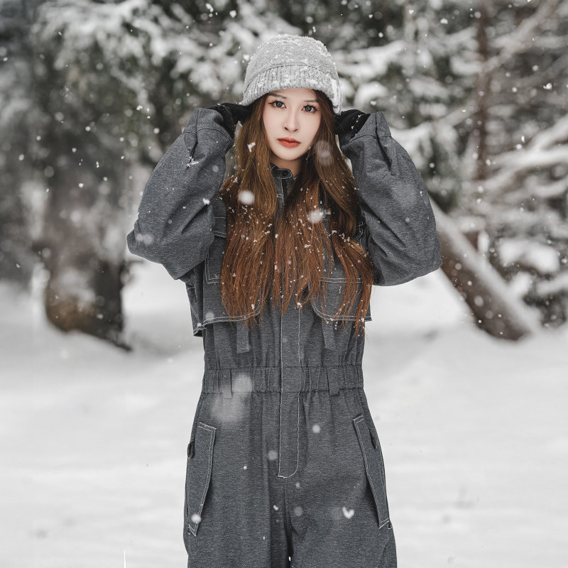 新款女款连体滑雪衣裤套装防水保暖防寒防风女士