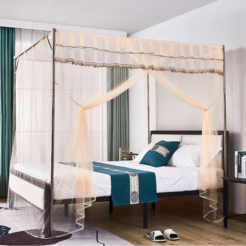 加厚加密穿杆1.8m床蚊帐单人床1.2m经典传统老式1.5米支架纹账2.