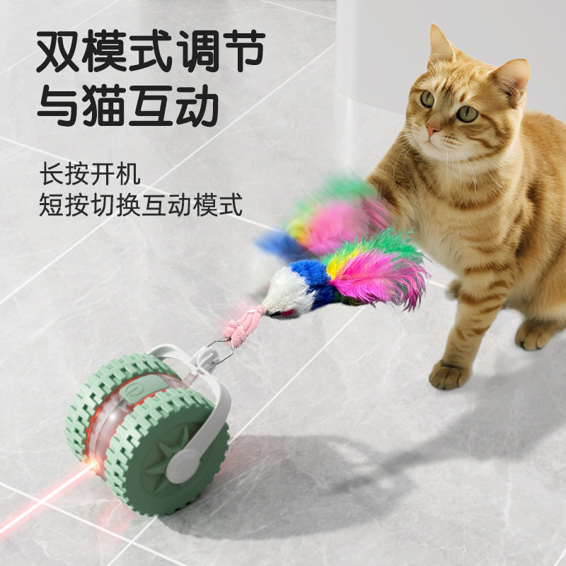 跨境红外线激光逗猫球猫咪自动玩具球自嗨解闷神器带鼠尾宠物用品