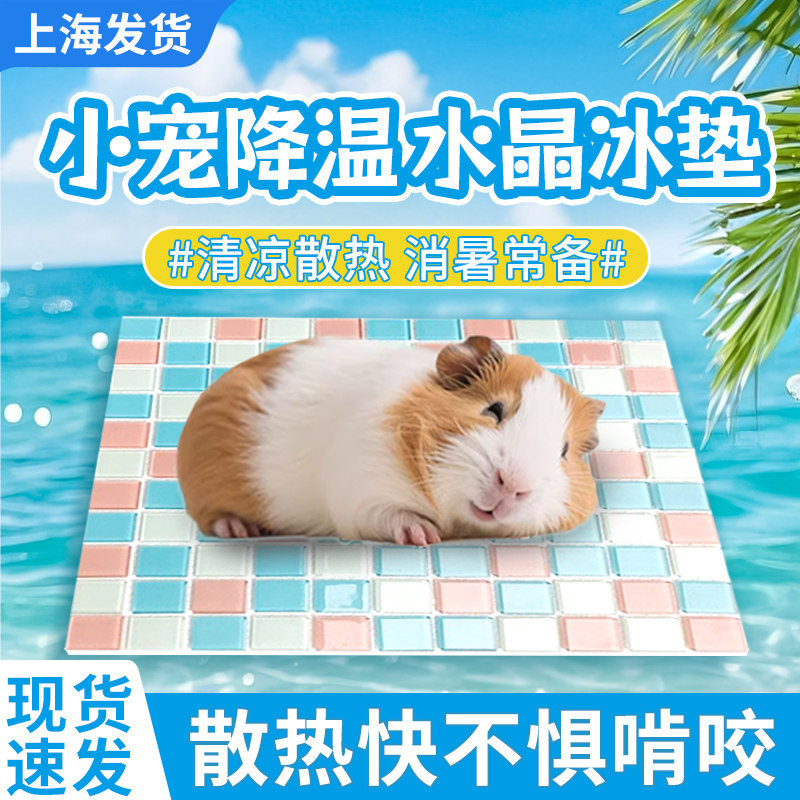 宠物冰垫豚鼠兔子降温板仓鼠龙猫荷兰猪消暑冰窝散热水晶垫子凉席