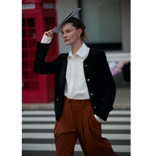 ICYNESS明星同款粗花呢经典编织新款短外套显瘦高级感上衣女