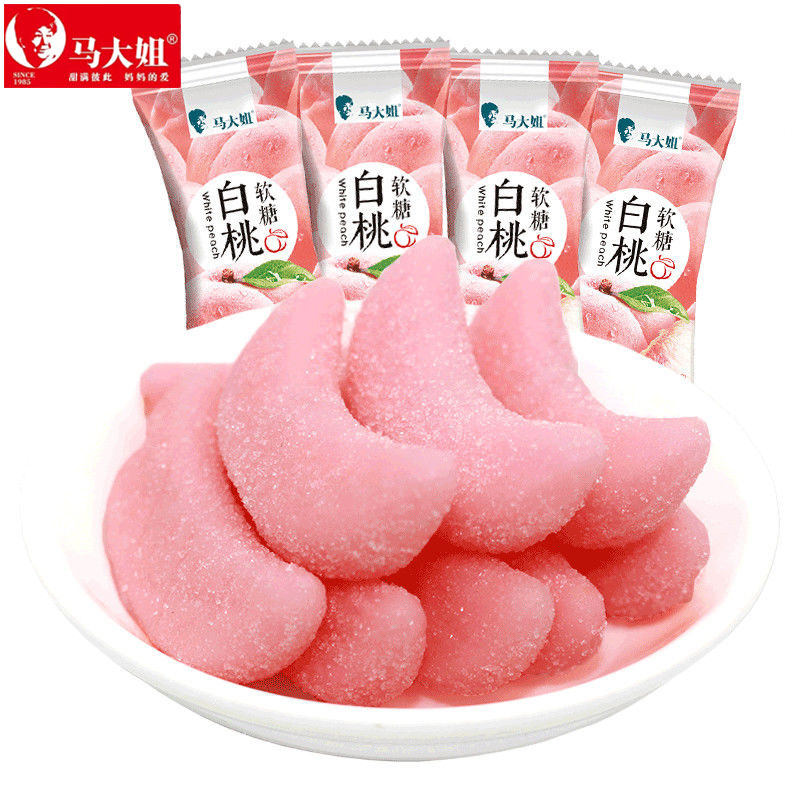 马大姐白桃荔枝芒果软糖果汁糖果办公休闲零食喜糖植物凝胶网红