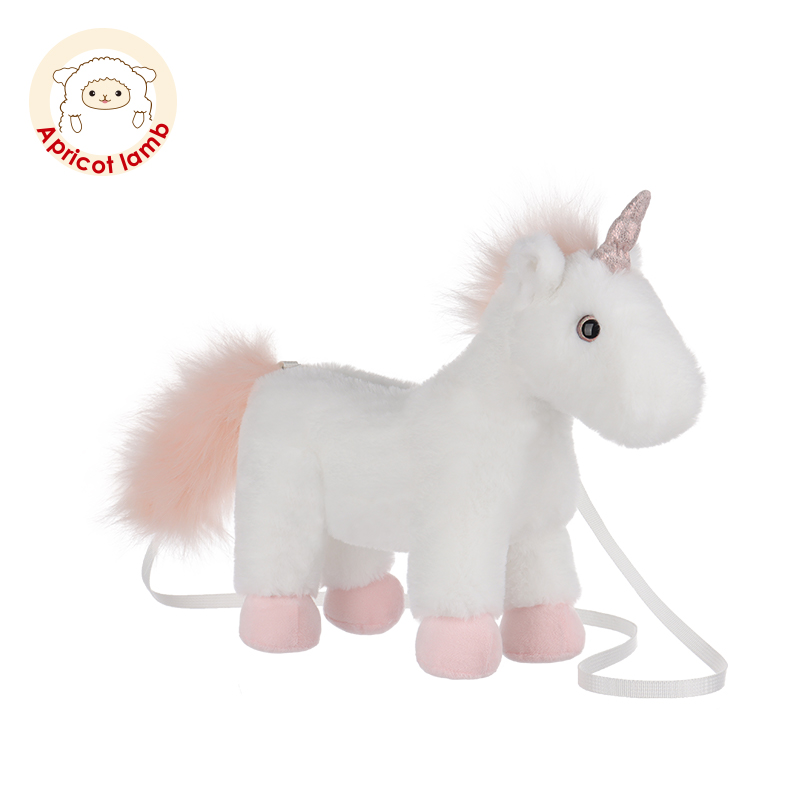 Apricot Lamb独角兽单肩包可爱儿童背包礼物柔软毛绒斜挎包送礼