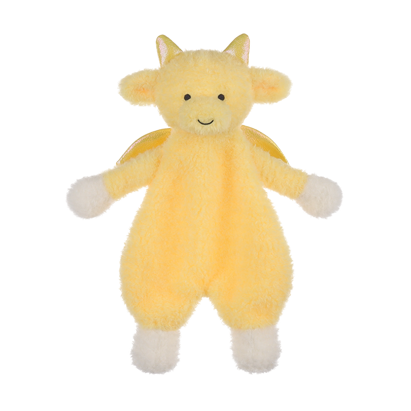 Apricot Lamb黄色人形小龙安抚巾婴儿可入口宝宝睡眠安抚毛绒玩具