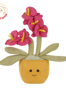Apricot lamb粉色蝴蝶兰盆栽玩偶睡觉抱公仔毛绒玩具生日礼物女生