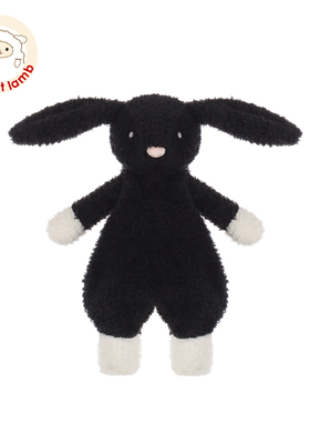 Apricot Lamb黑色人形小兔安抚巾婴儿可啃咬毛绒玩具入口布娃娃