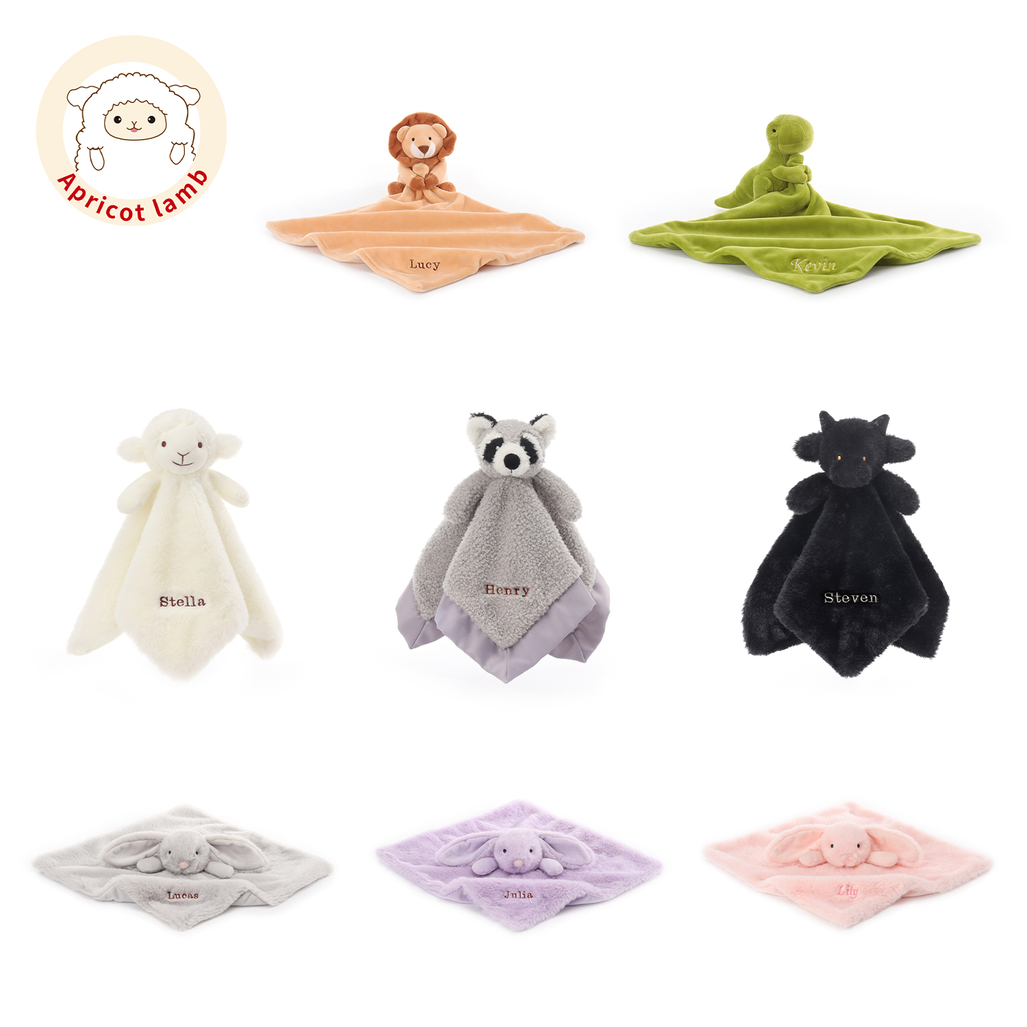 瑞可羊小动物安抚巾可爱婴儿可入口宝宝睡眠安抚毛绒玩具定制款