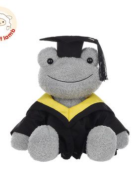 瑞可羊灰色毕业青蛙毛绒玩具可爱儿童男女生日礼物宝宝玩偶公仔
