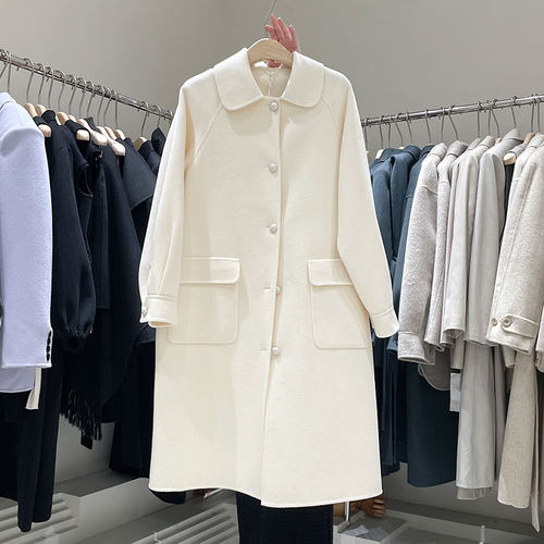 小香风coline娃娃领双面羊绒大衣