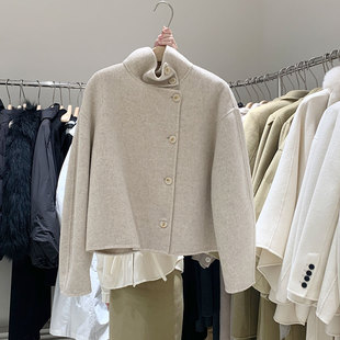 COLINE双面羊绒大衣女2025年新款十三行短款羊毛外套女装秋冬中款