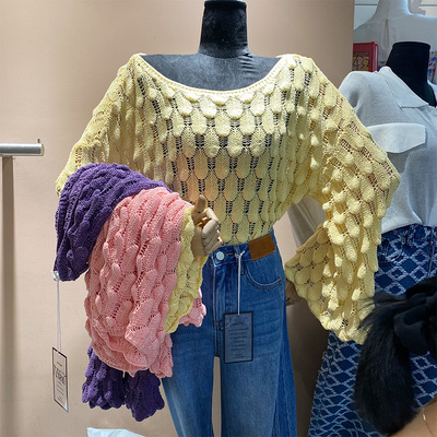 韩版网红小香风款针织女长款开衫