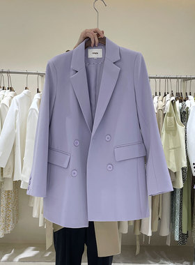 single西装外套女装高级感小众十三行设计师新款白色紫色西服秋款