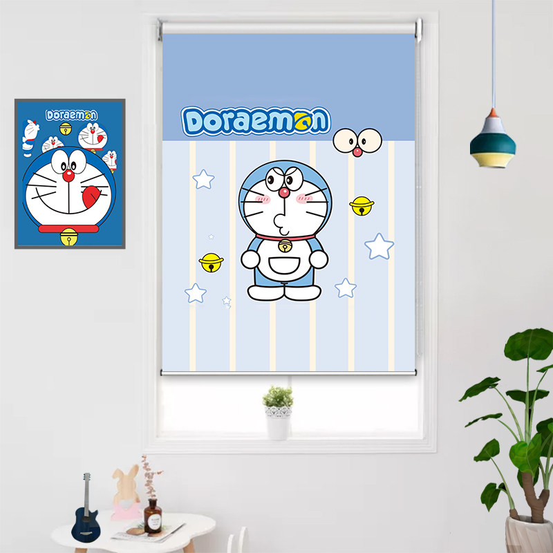 儿童卡通卷帘pvc窗帘升降式防水遮光男孩卧室拉珠定制免打孔安装