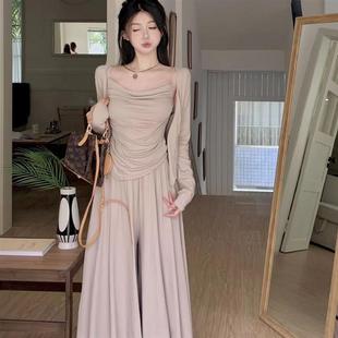 秋季新款套装开衫慵懒风显瘦遮肉开衫吊带+休闲半身裙