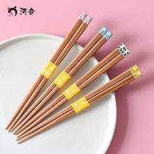 日本进口河合kawai木质儿童筷子家用可爱动物二段6岁8岁可洗碗机