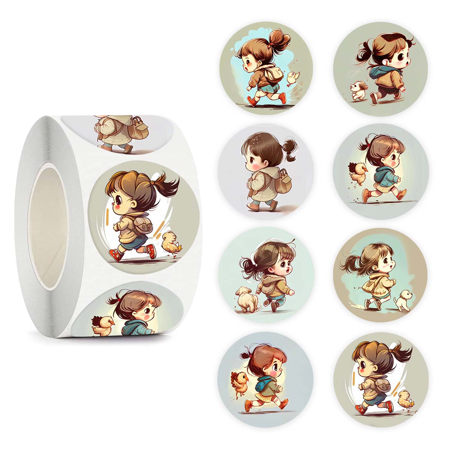 超级可爱萌娃儿童小女孩手绘贴纸