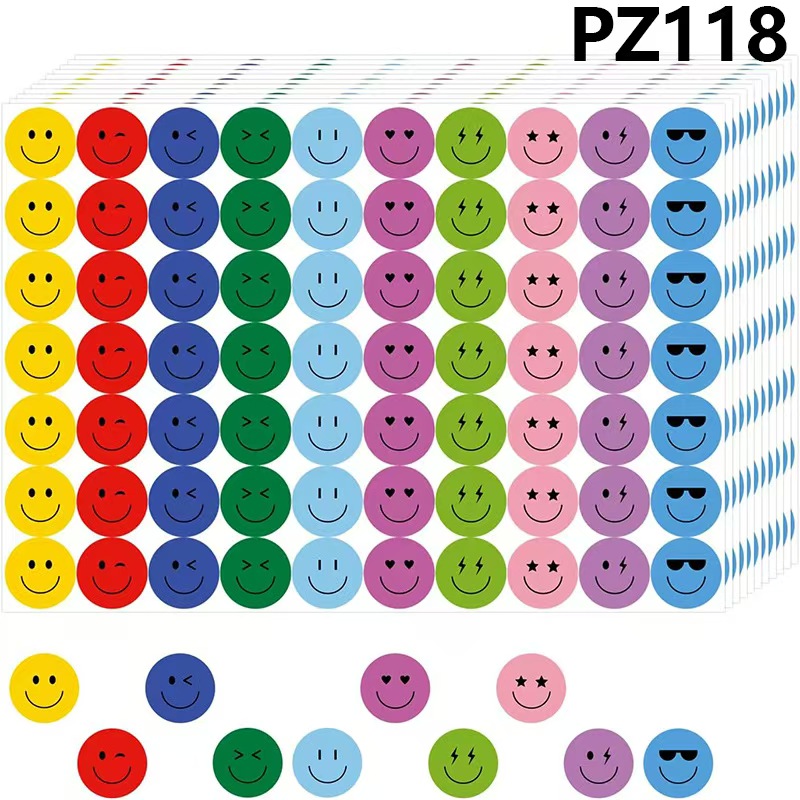 1cm快乐脸圆形彩色贴纸