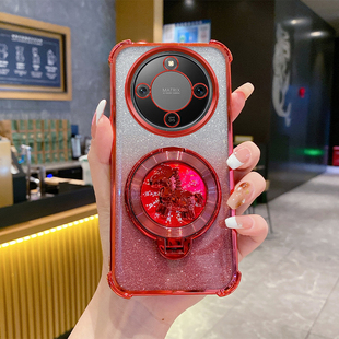 荣耀X70手机壳新年款 X70i超薄保护套 马上有钱气囊防摔全包软壳适用HONORX70Pro高端奢华创意旋转陀螺支架时尚