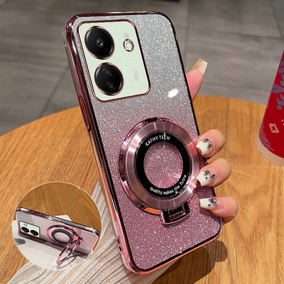 红米13c新款手机壳高端渐变闪粉时尚4G适用redmi13c创意磁吸支架全包小众超薄透明软壳13C防摔奢华女5g保护套
