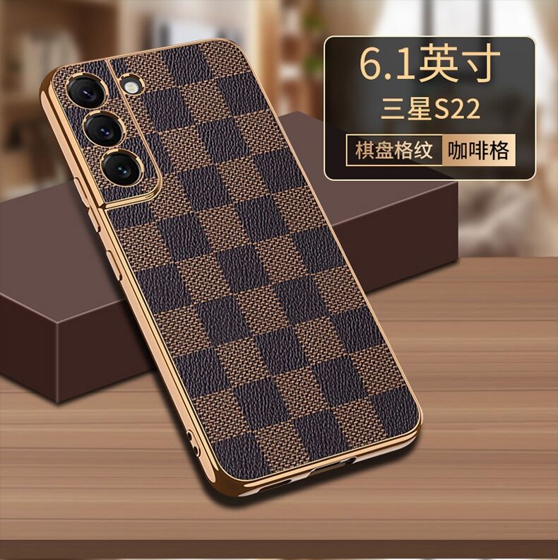 三星S22手机壳高端电镀皮革Galaxys22Ultra保护套适用于s22+曲屏高端奢华商务防摔新款超薄男士创意精品皮套