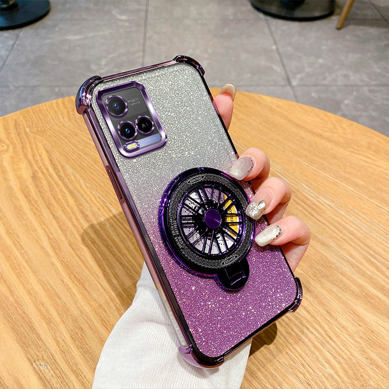 vivoY21手机壳新款闪粉时尚软壳适用vivoY21s磁吸旋转