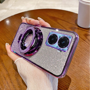 vivoY77手机壳新款磁吸支架y77e渐变闪粉电镀透明保护套适用vivo全包防摔个性y77高端创意高级感时尚女外壳潮