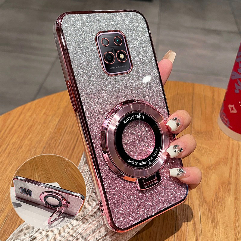 红米10x新款手机壳高端渐变闪粉时尚适用redmi10c创意磁吸支架全包10超薄软壳红米10xpro防摔10a奢华5G保护套