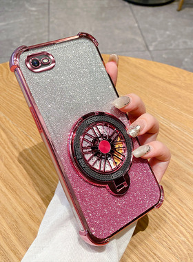 OPPOA1k手机壳新款闪粉时尚软壳适用realmeC2磁吸旋转陀螺支架全包创意超薄奢华女真我c2商务气囊防摔保护套