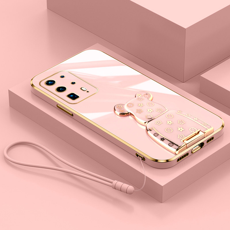 保护套适用华为p40镜头全包防摔高端立体奢华曲屏简约粉色可爱软壳