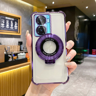 vivoY77手机壳气囊防摔软壳时尚5G适用步步高y77E高端创意磁吸支架新款超薄透明奢华简约硅胶全包个性保护套