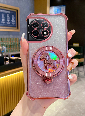 一加11手机壳新年款马上有钱气囊防摔全包软壳适用OnePlus11高级感奢华创意旋转陀螺支架简约时尚超薄保护套