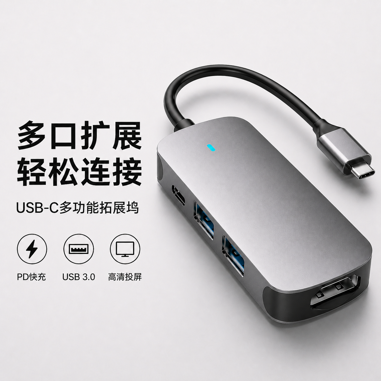 适用华为MateBook拓展坞typec苹果MAC笔记本电脑air扩展4k高清hdmi网口USB3.0转换器SD卡TF集线器PD快充读卡