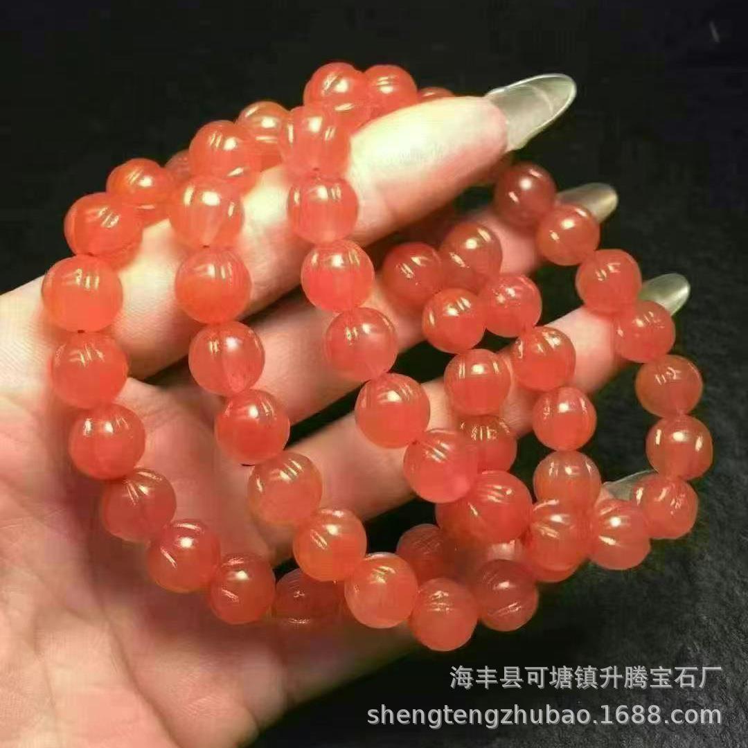 2025保山料南红玛瑙南瓜珠手串 颜色红润 可DIY文玩挂件饰品 厂家