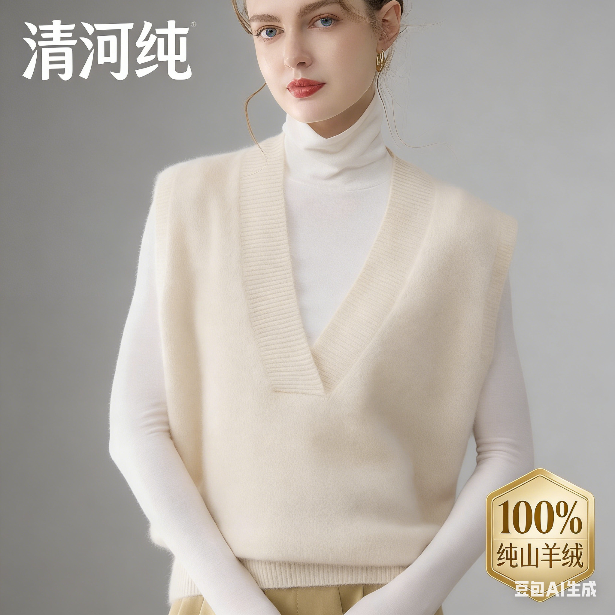 顶奢baby小山羊绒衫马甲女秋冬叠穿显瘦无袖毛衣宽松显瘦针织上衣