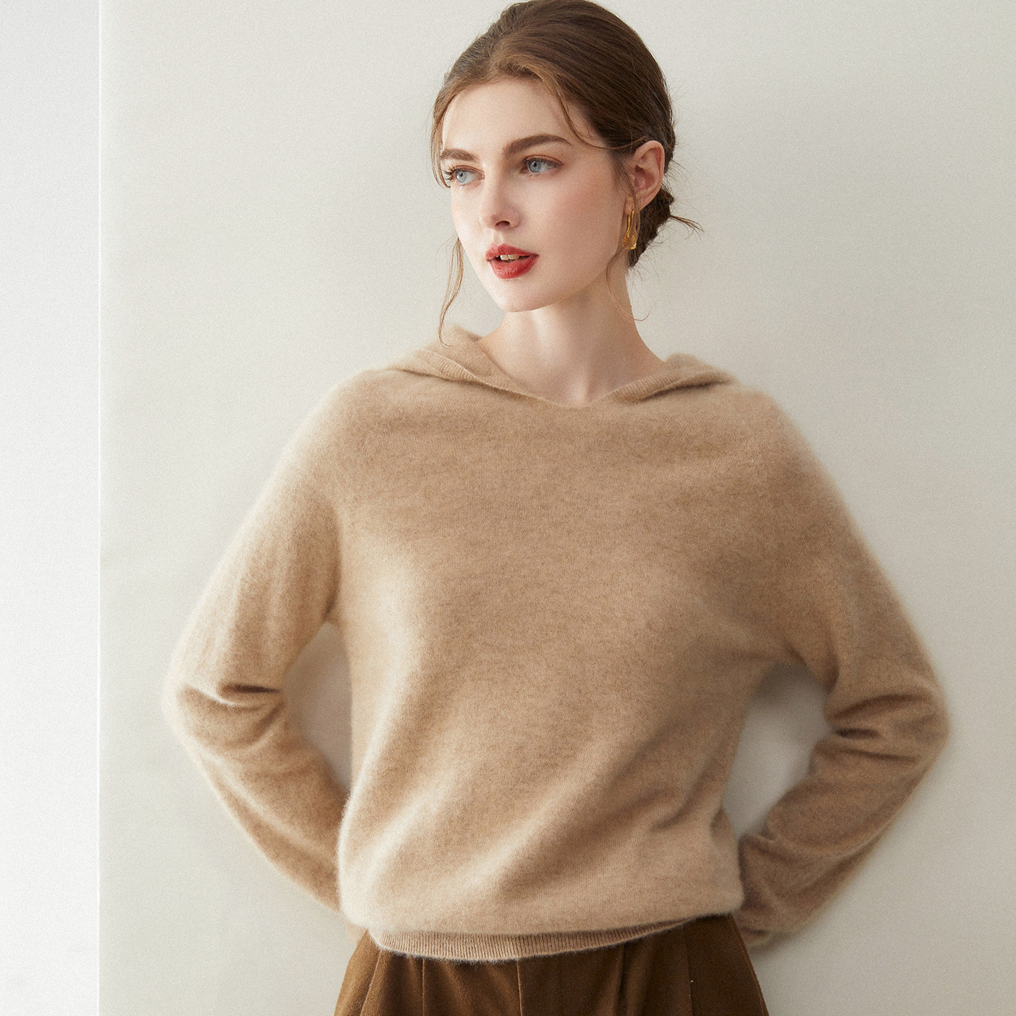 云级质感！连帽羊绒衫女纯山羊绒打底衫秋冬毛衣宽松显瘦针织上衣,女装/女士精品,羊绒衫,淘宝优惠券,粉丝福利购,淘宝优惠卷