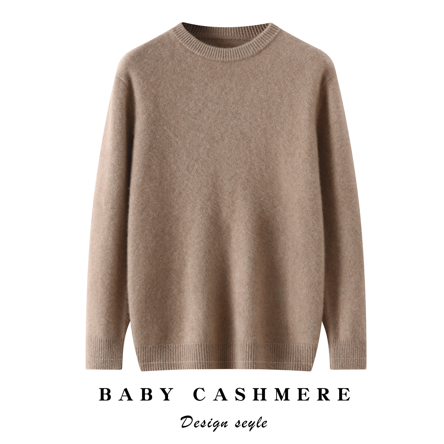 圆领100%纯羊绒衫男款秋冬季加厚保暖套头毛衣宽松长袖针织打底衫