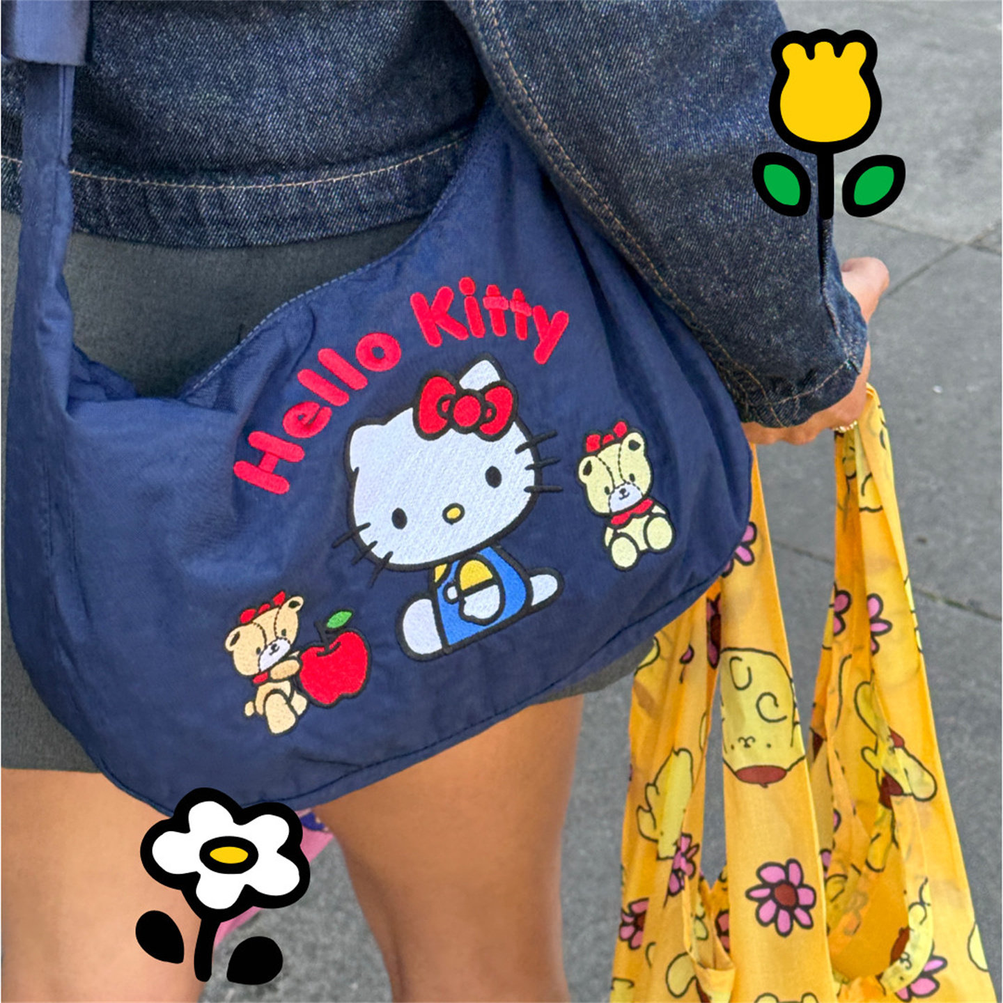 BAGGU Hello Kitty三丽鸥联名款中号新月包美乐蒂女包斜挎饺子包