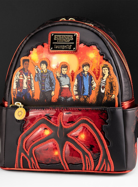 代购2025款Loungefly痛包怪奇物语5主角团发光迷你双肩包男女背包