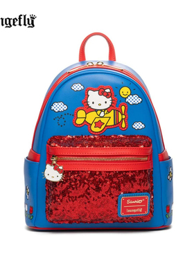 Loungefly痛包三丽鸥Hello Kitty凯蒂猫小飞机迷你双肩包女士背包
