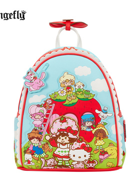 Loungefly三丽鸥Hello Kitty草莓甜心联名款香氛迷你双肩背包女包
