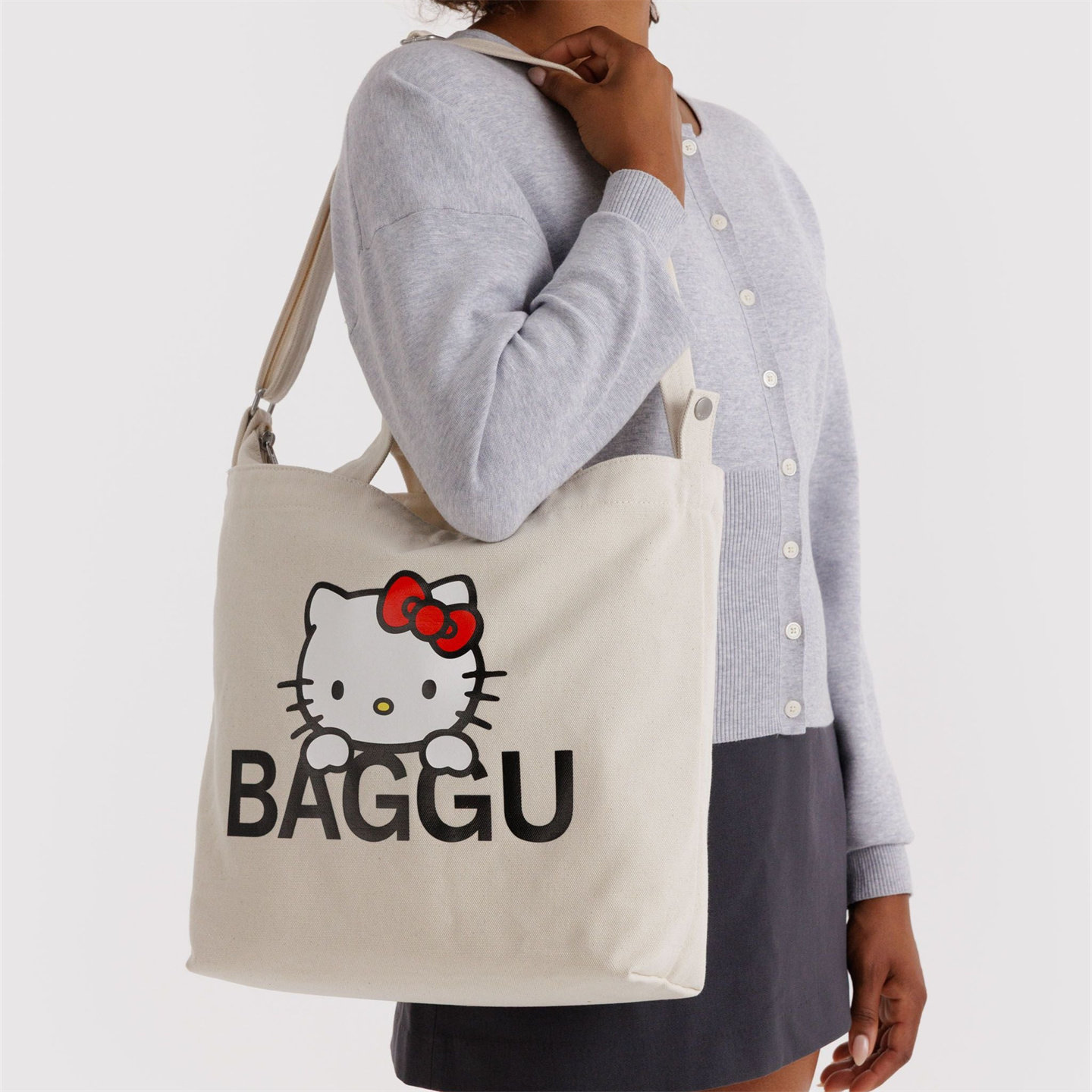 Baggu三丽鸥Hello Kitty凯蒂猫联名拉链帆布包单肩斜挎鸭子包女包