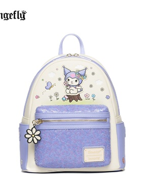 Loungefly三丽鸥Kuromi库洛米春花绽放亮片迷你双肩背包女痛包