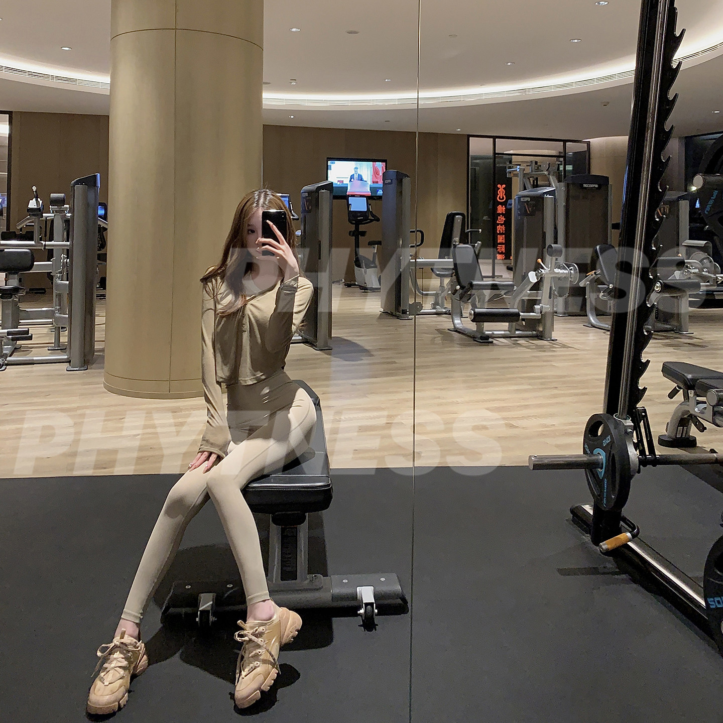 PHYTNESS 2025新款V领纽扣健身瑜伽罩衫长袖透气速干无胸垫