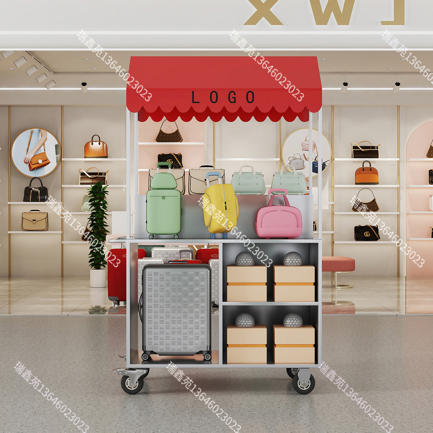 商场引流展示柜银行礼品行李箱展示台促销架商品展示架超市推车,商业/办公家具,促销架/促销车/摊位架,淘宝优惠券,粉丝福利购,淘宝优惠卷