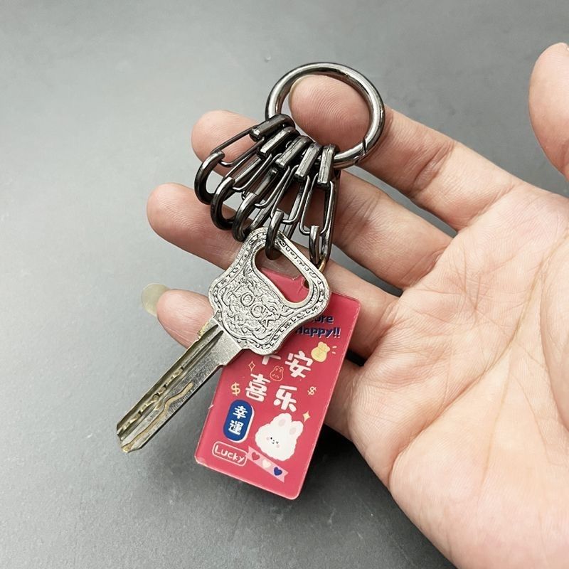 原创个性高级感金属电动车钥匙扣男士皮革汽车时尚挂件翻毛皮绳