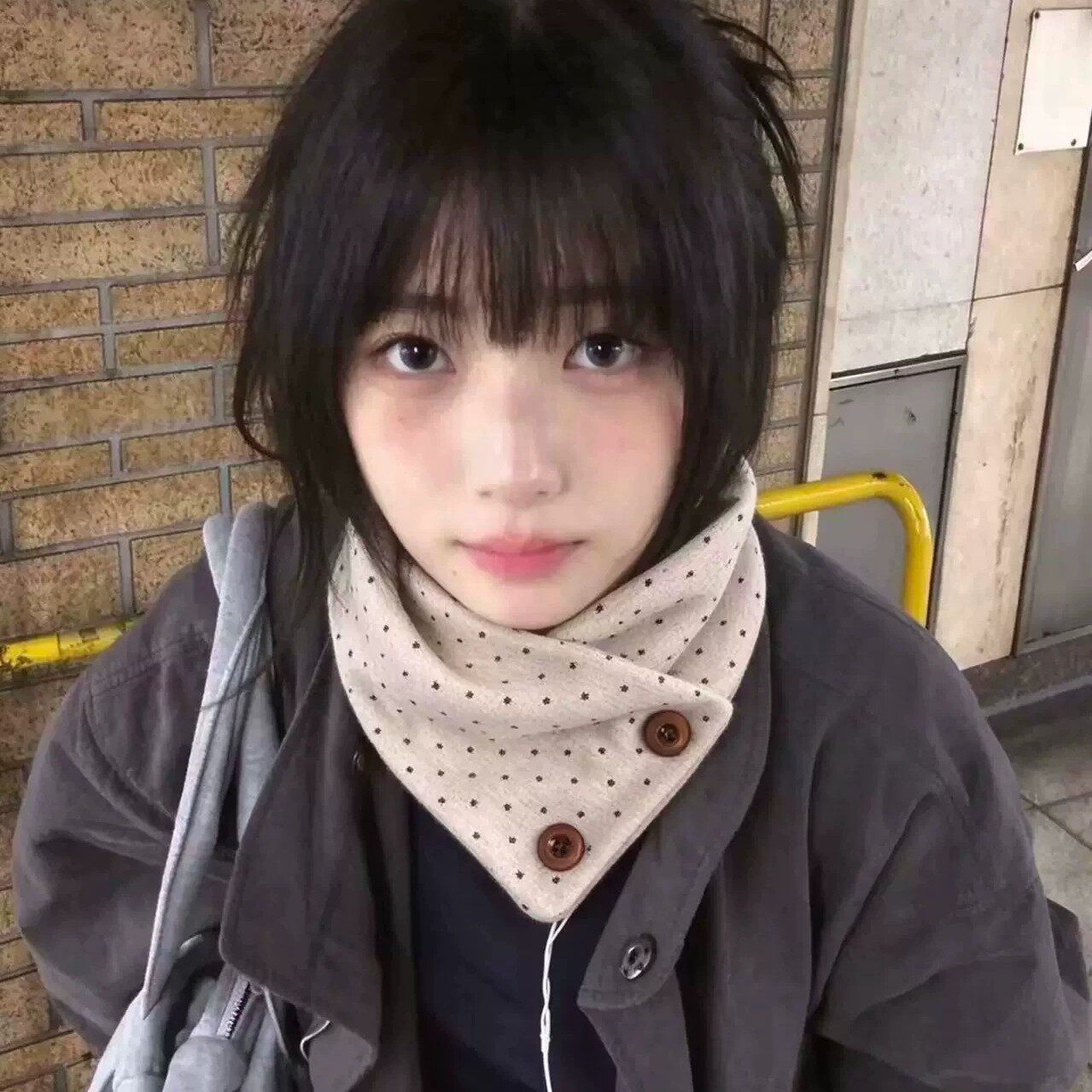 奈奈风"米白雪花针织围脖"