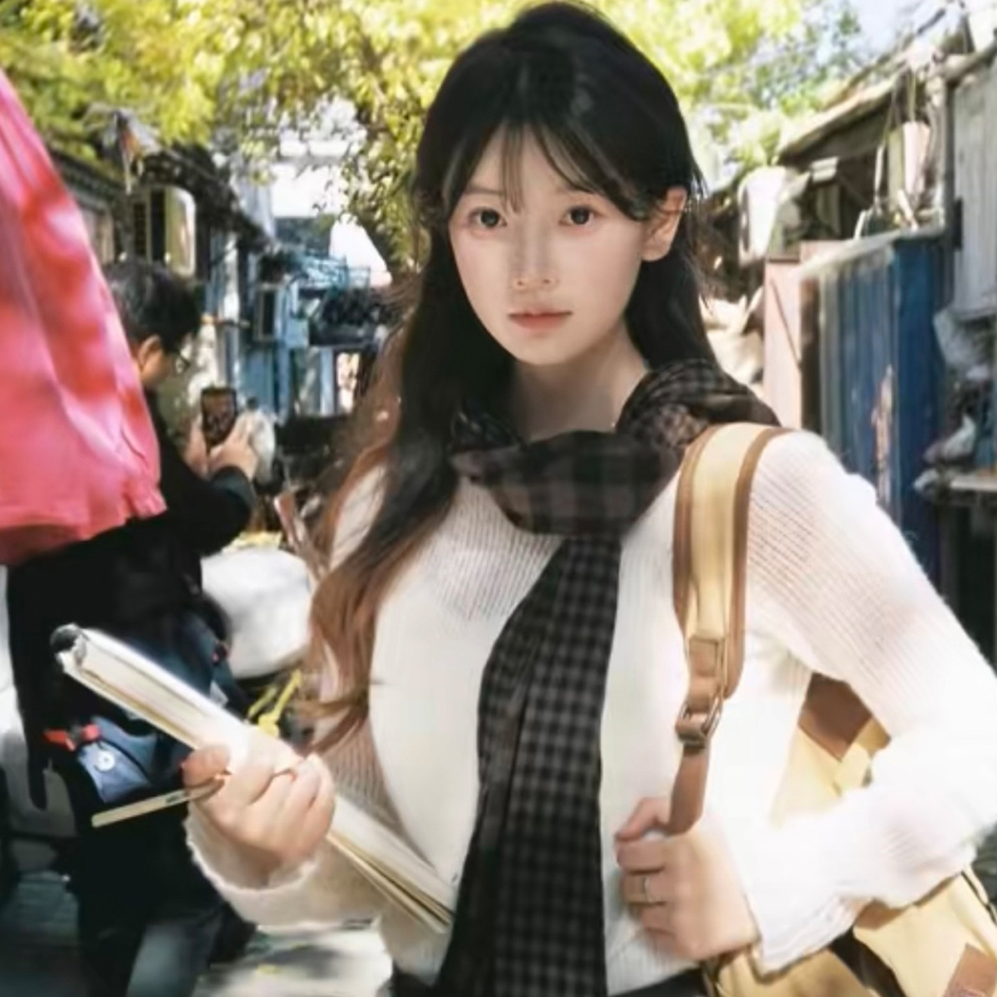 文艺感早秋女主|韩系格纹围巾