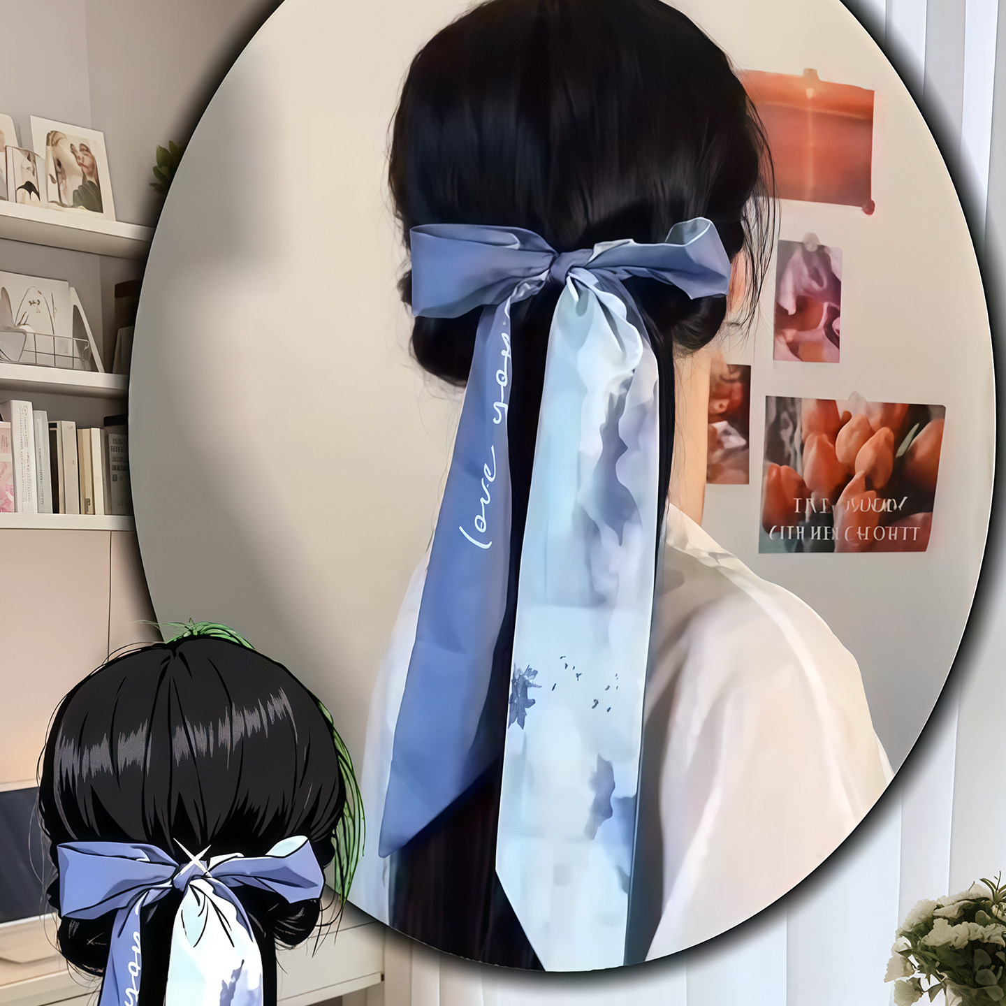 我去~不早说!蓝色印花薄款丝巾